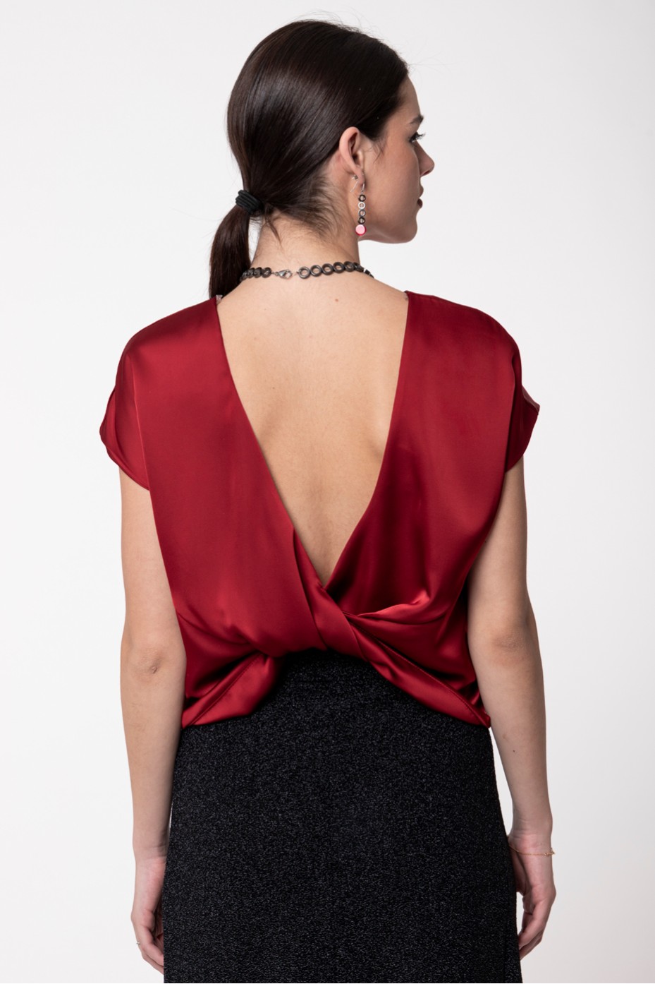 SATIN OPEN BACK TOP