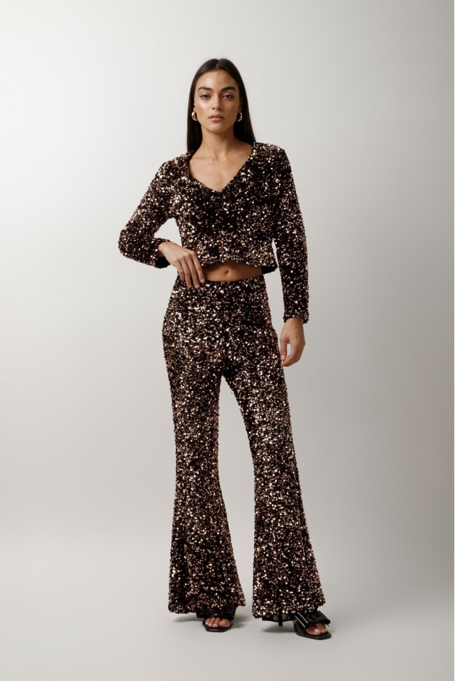 SEQUIN BLOUSE WITH V