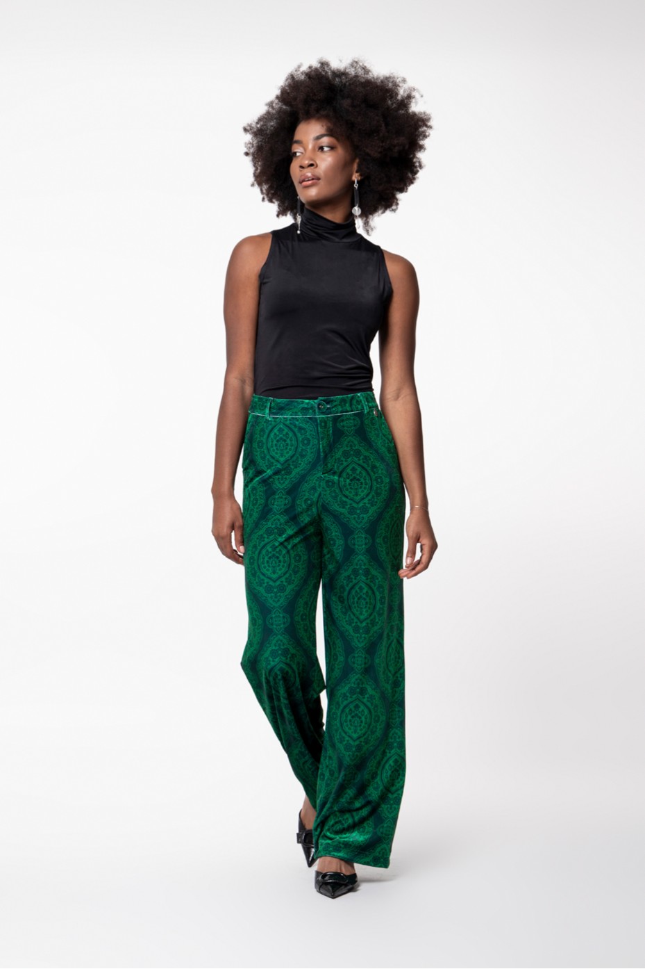 PRINTED VELVET PANTS