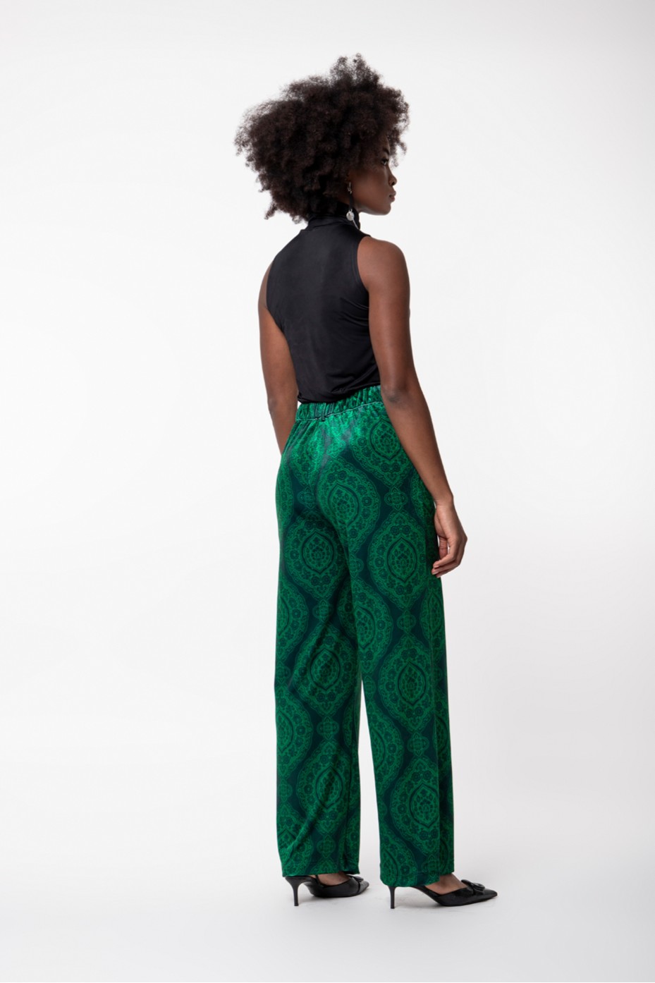 PRINTED VELVET PANTS