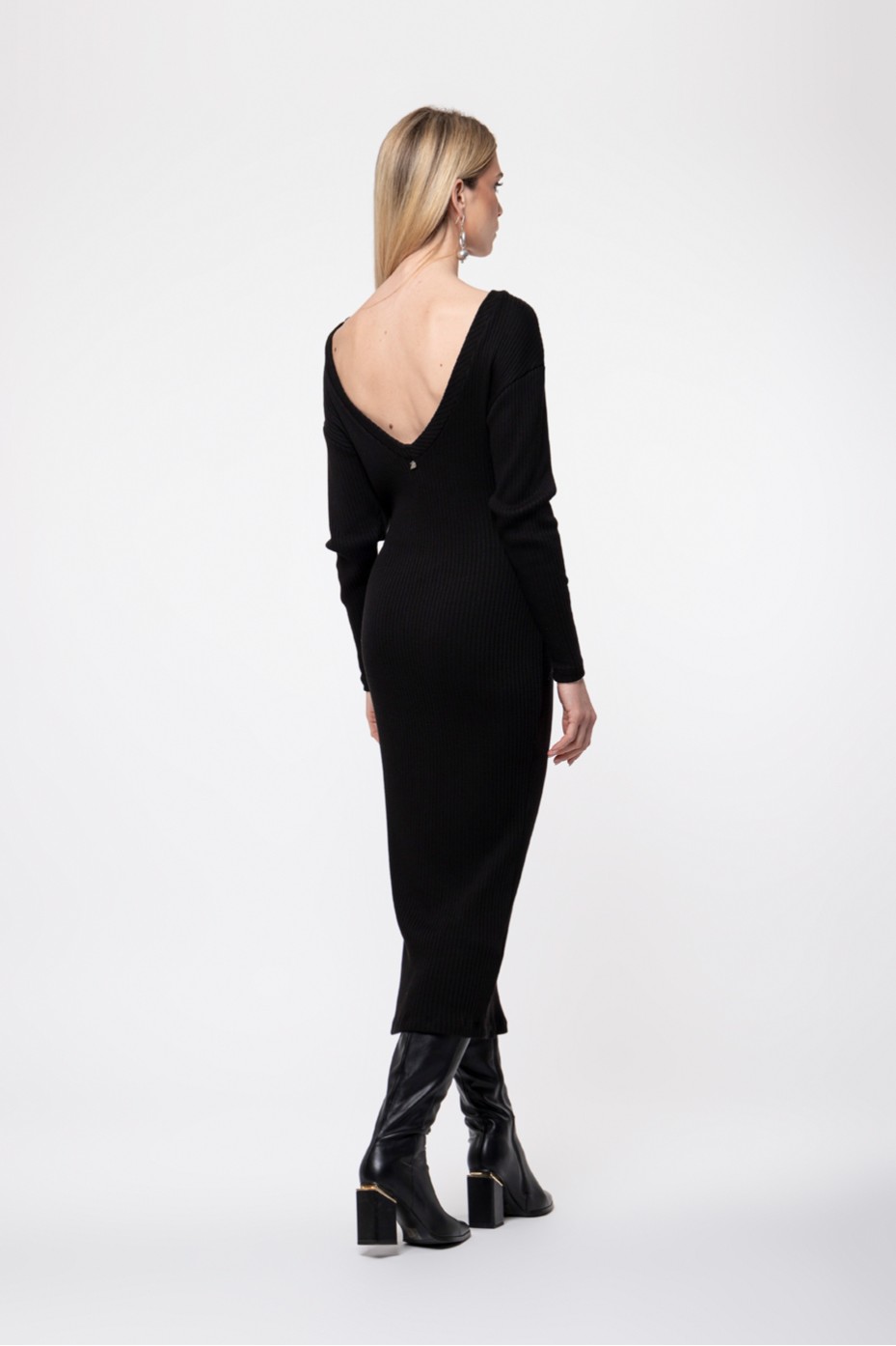 RIB DRESS WITH OPEN BACK