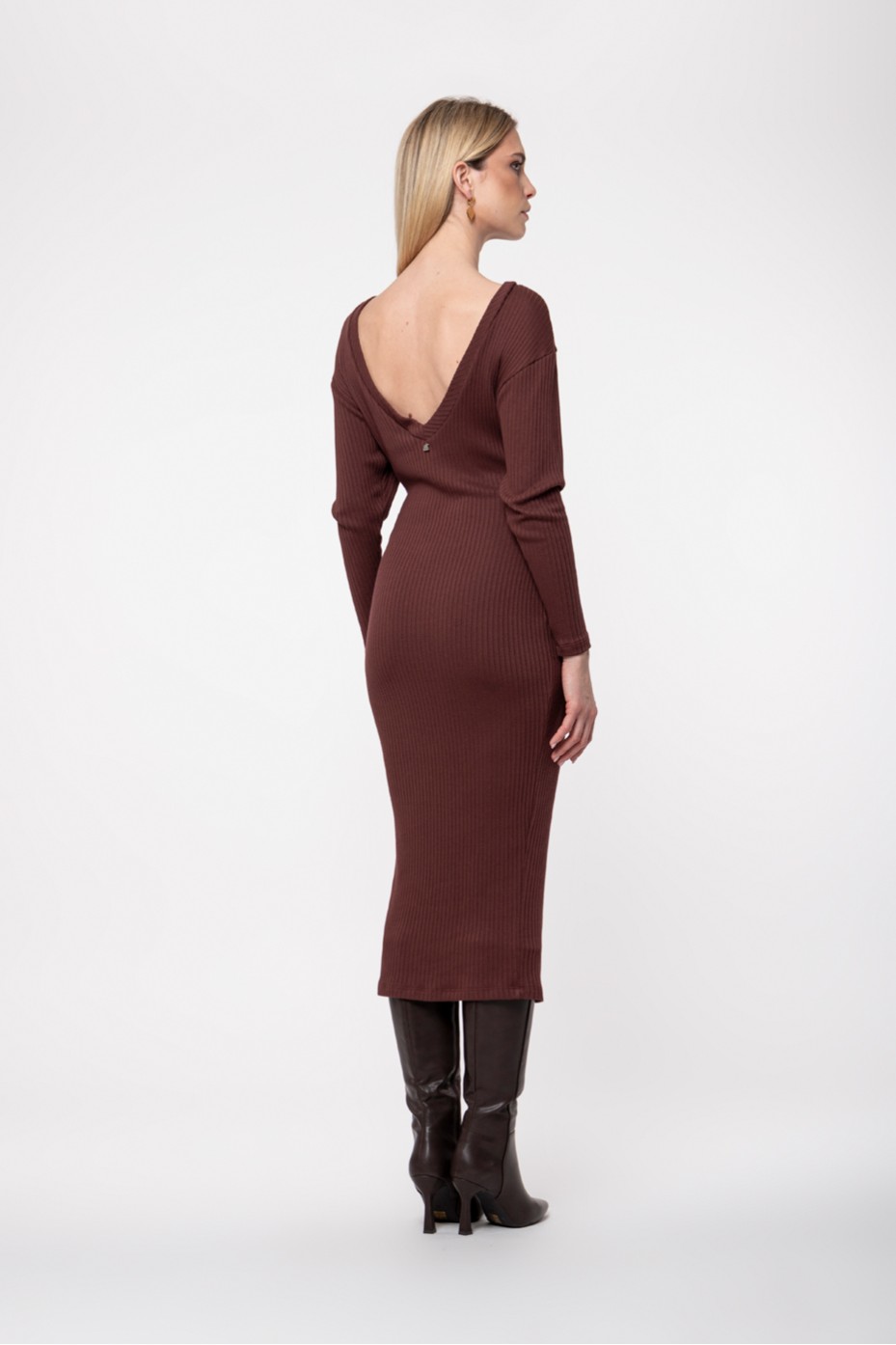 RIB DRESS WITH OPEN BACK