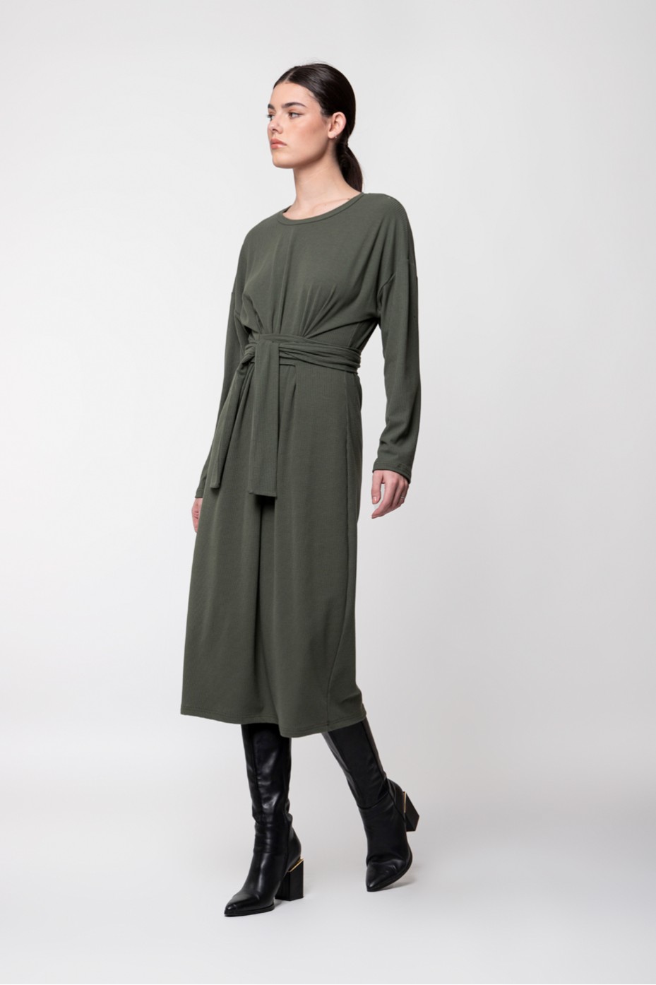 LONG SLEEVE DRESS WITH BELT