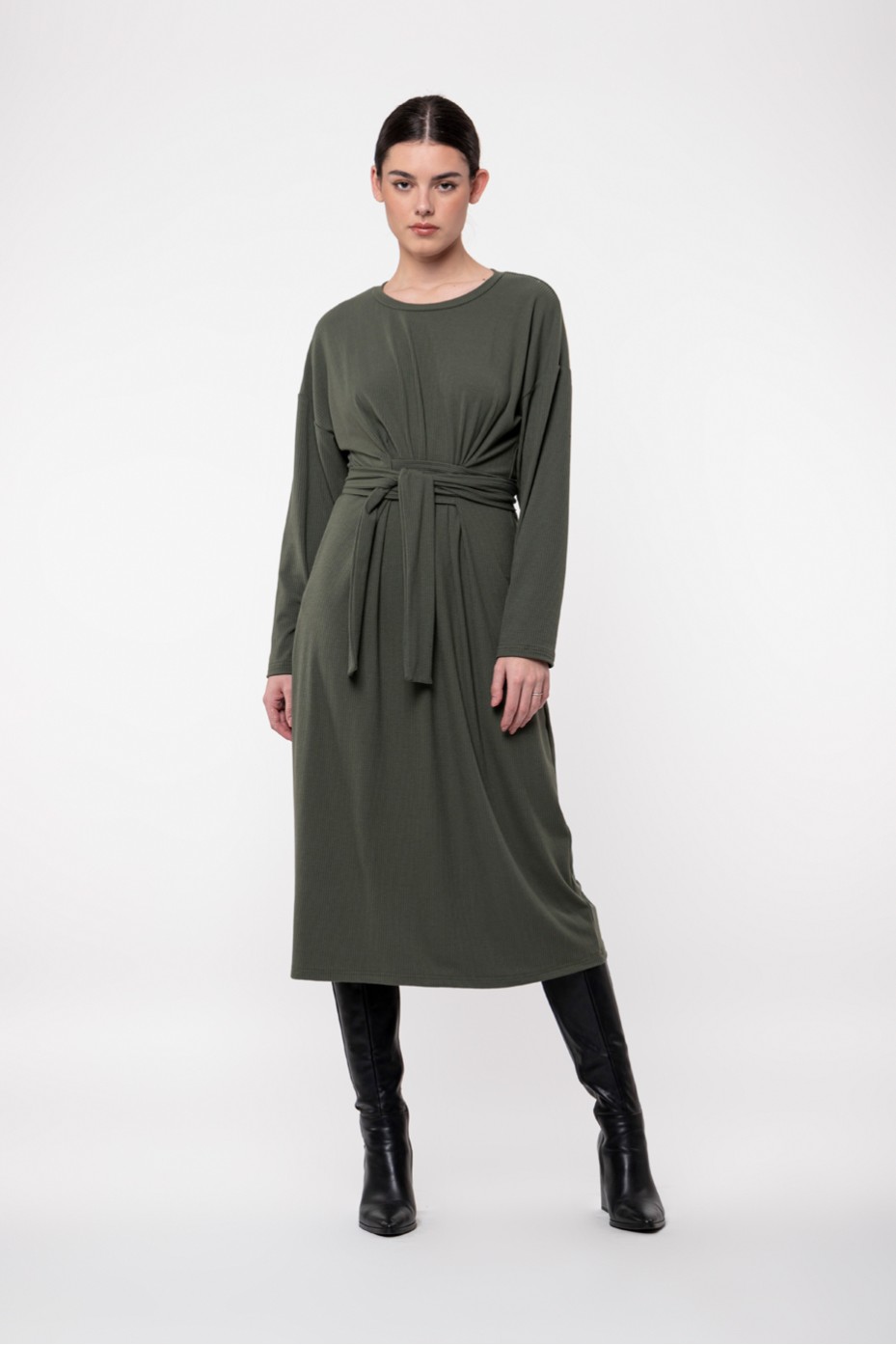 LONG SLEEVE DRESS WITH BELT