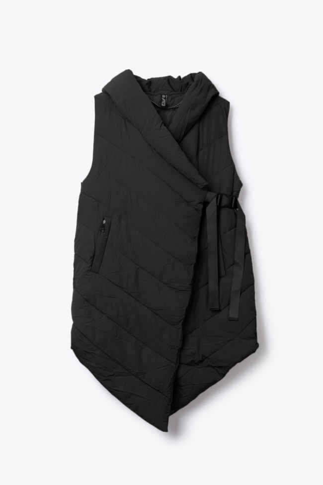 SLEEVELESS PUFFER JACKET WITH OBLIQUE FASTENING