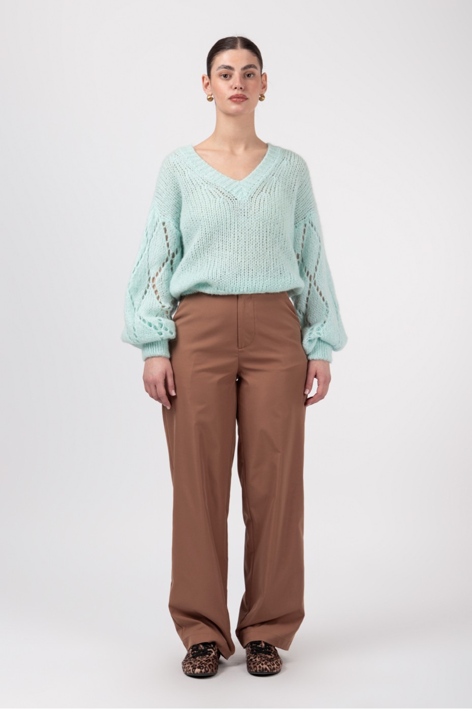 V NECK WOOL BLEND BLOUSE