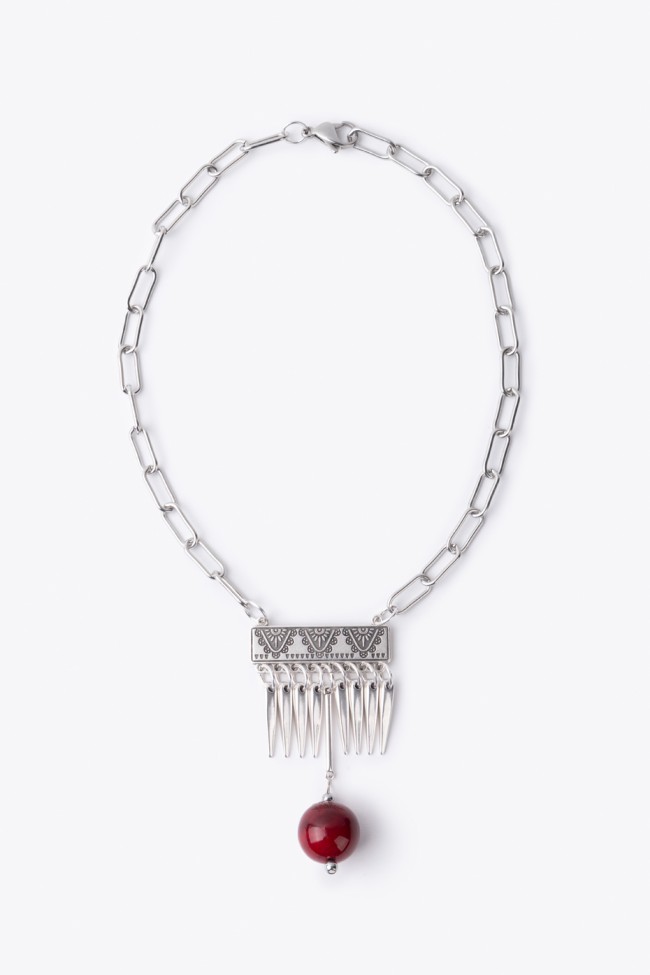 CHAIN NECKLACE WITH AGATES BALL
