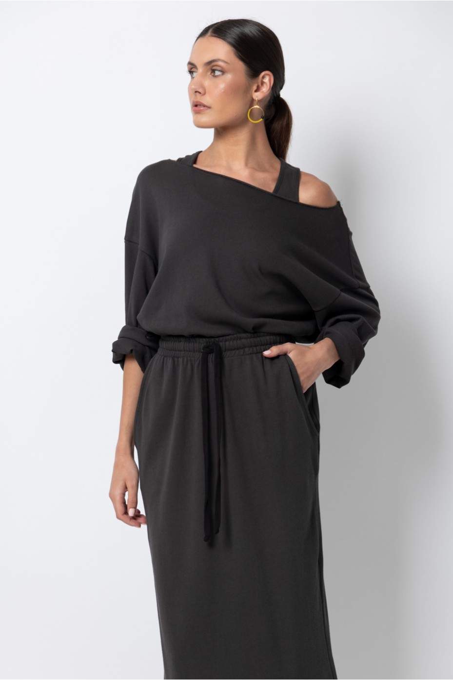 MIDI SKIRT WITH ELASTIC BAND