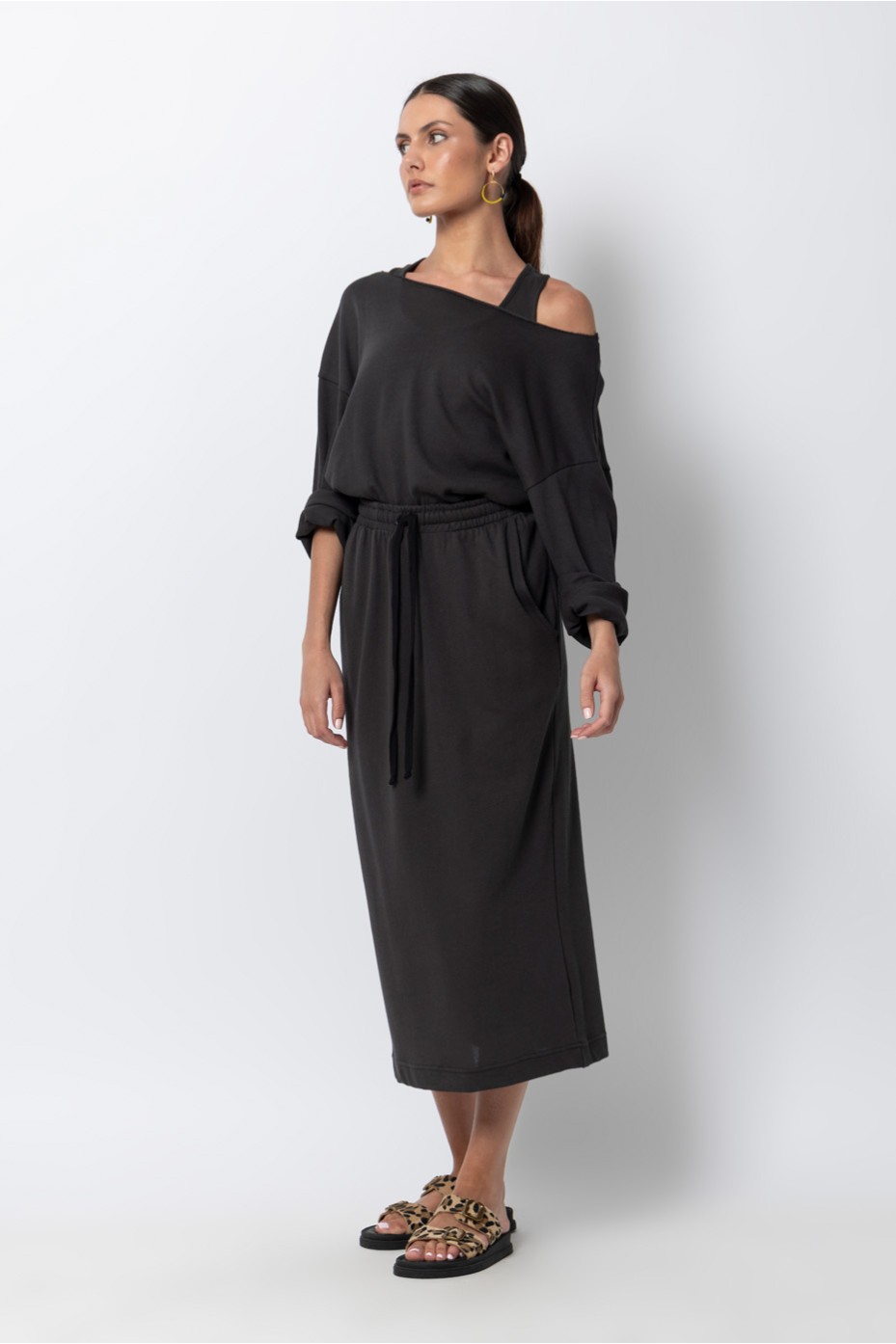MIDI SKIRT WITH ELASTIC BAND