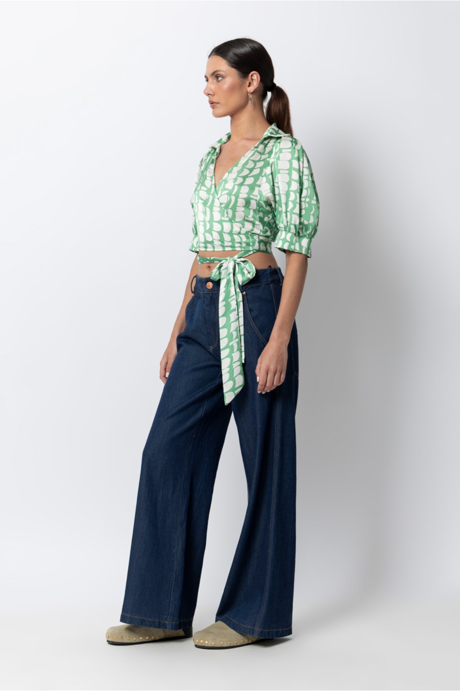 SATIN CROSS BLOUSE