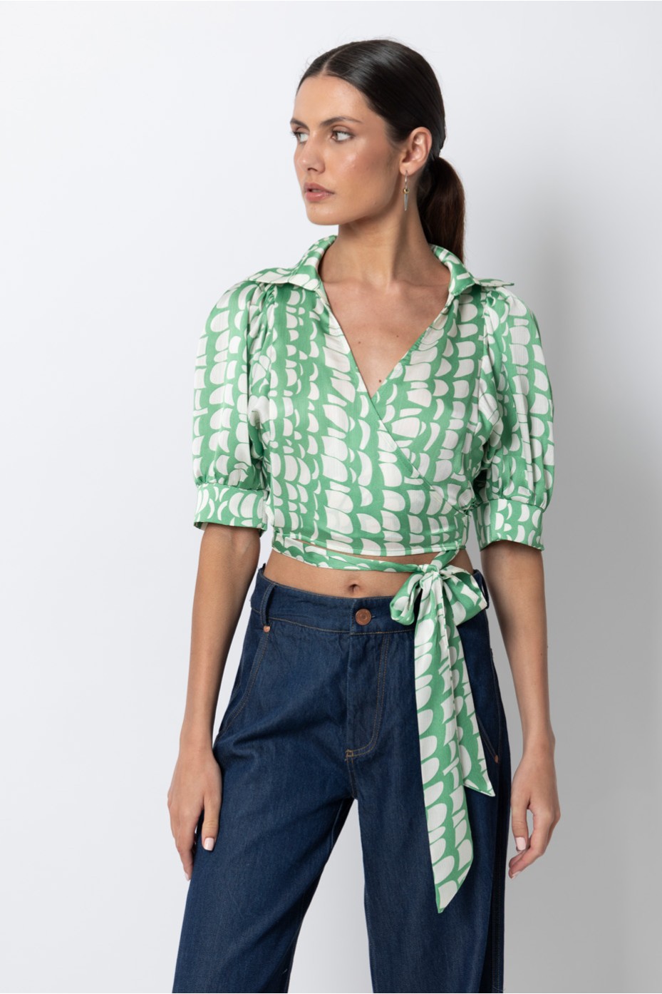 SATIN CROSS BLOUSE