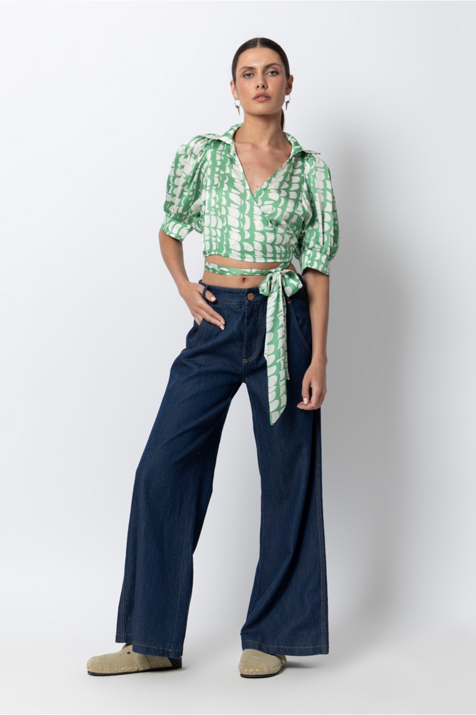 SATIN CROSS BLOUSE