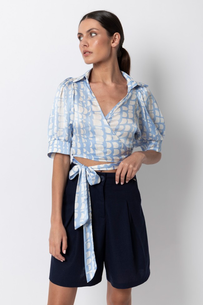 SATIN CROSS BLOUSE