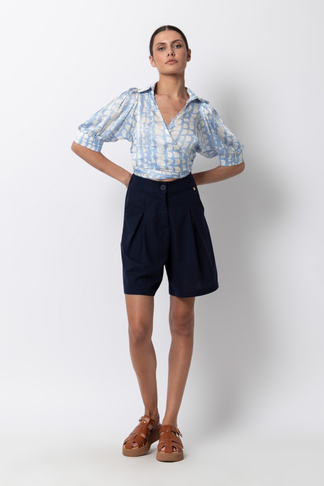 SATIN CROSS BLOUSE