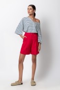 OVERSIZED STRIPED BLOUSE WITH V