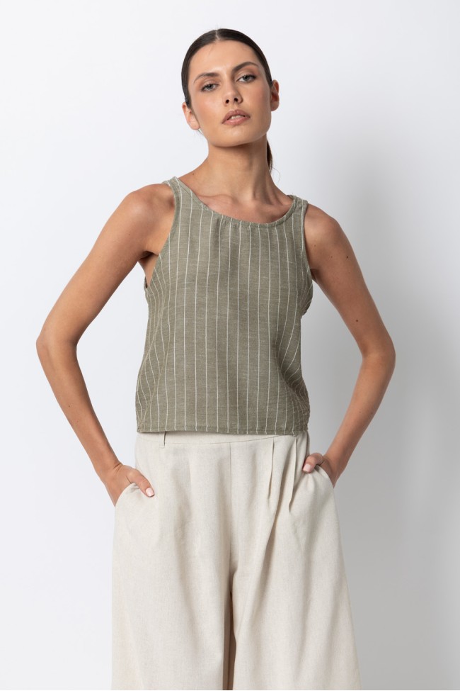 STRIPPED CROP BLOUSE