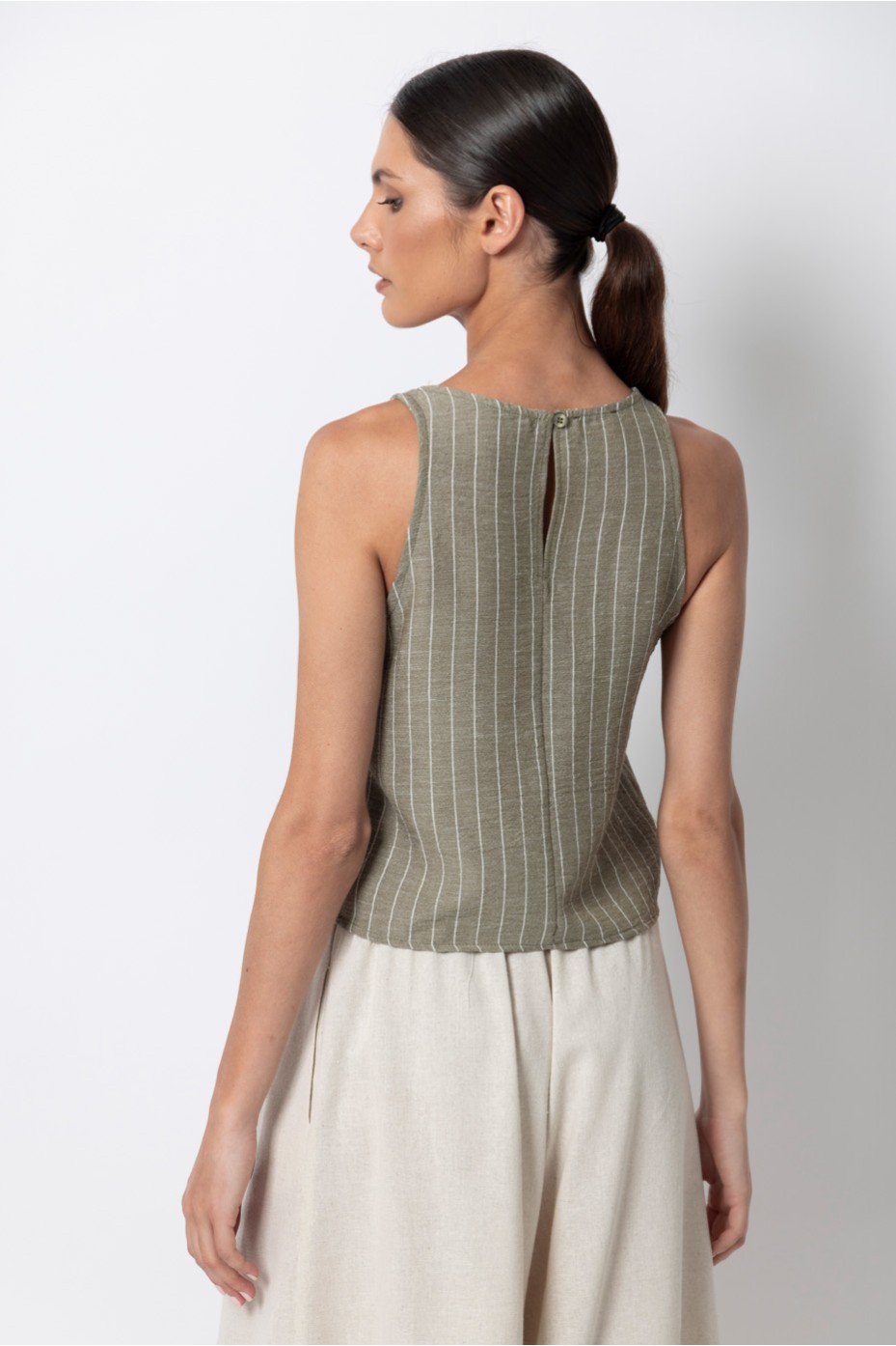 STRIPPED CROP BLOUSE