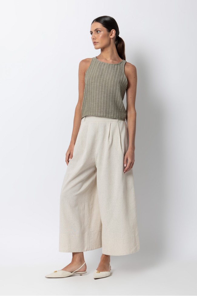 STRIPPED CROP BLOUSE