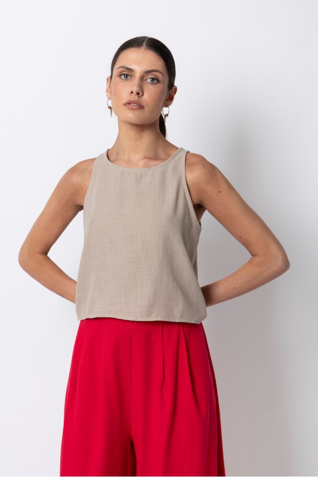 SLEEVELESS CROP BLOUSE