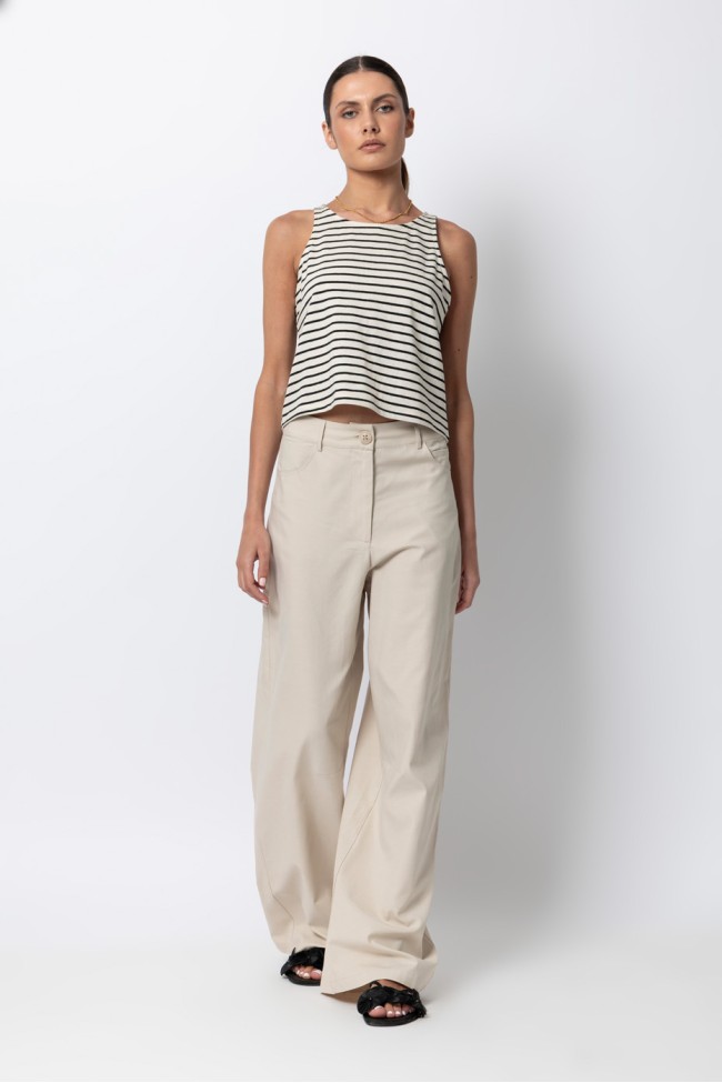 STRIPPED SLEEVELESS BLOUSE