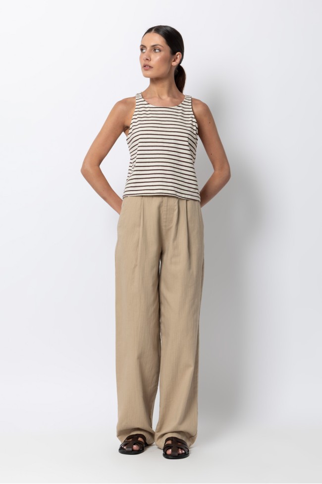 STRIPPED SLEEVELESS BLOUSE