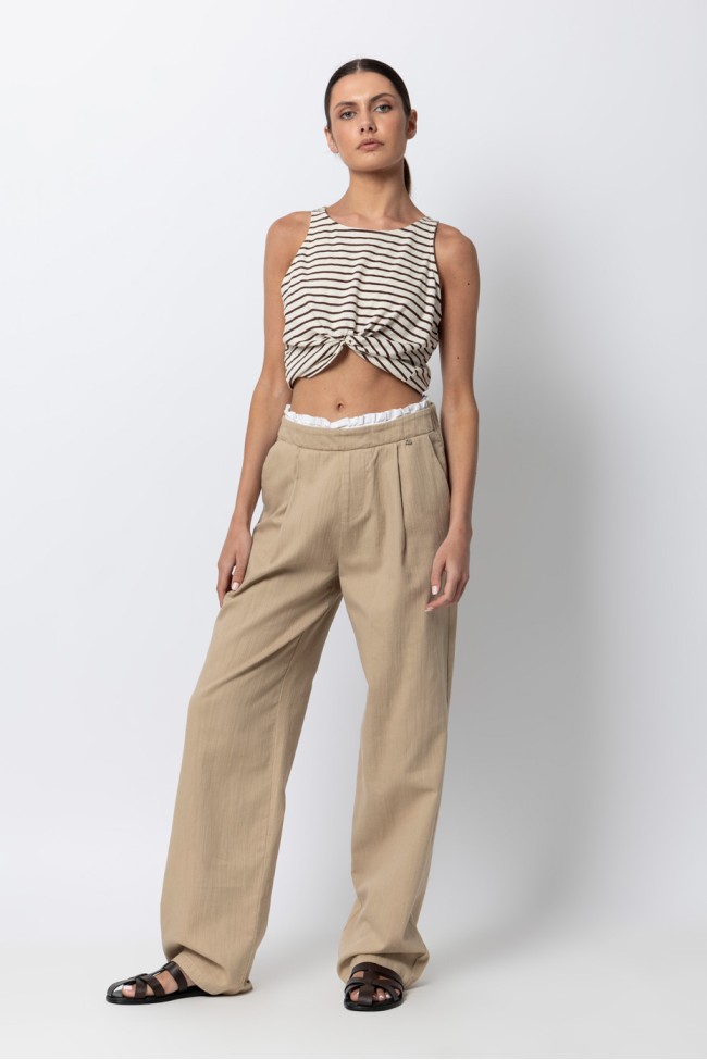 STRIPPED SLEEVELESS BLOUSE