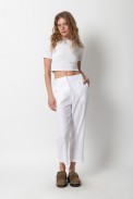 LINEN CROP PANTS WITH ELASTIC
