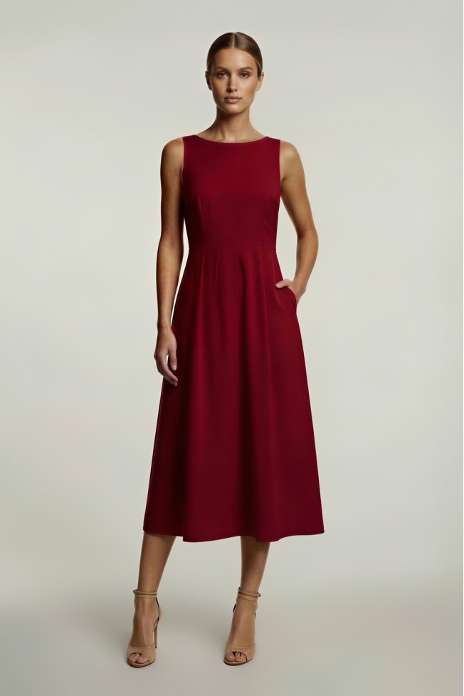 MIDI DRESS WITH PLEATS