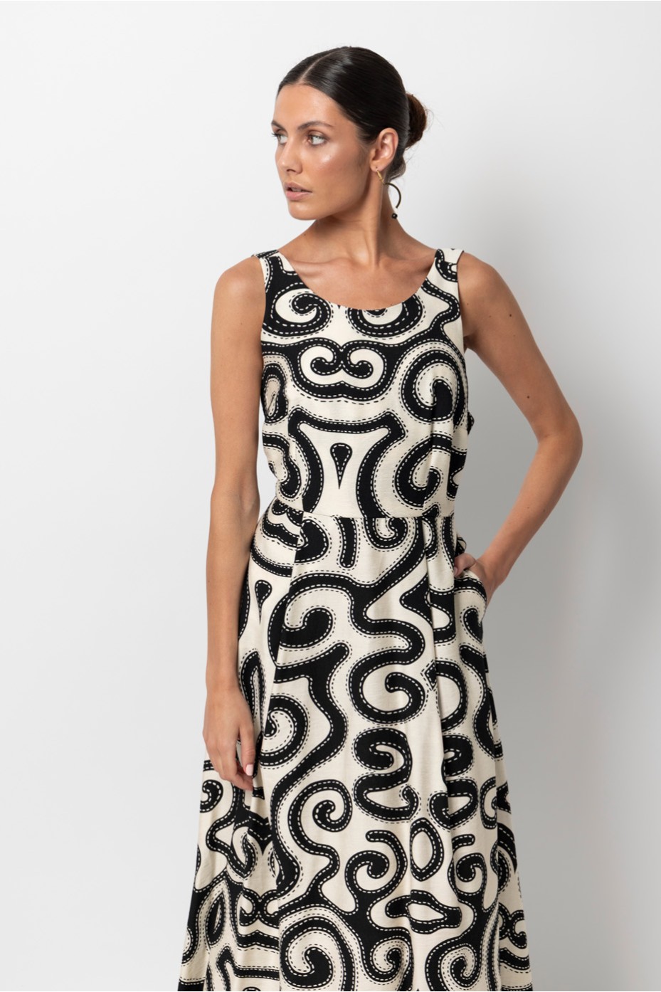 PRINTED MIDI DRESS