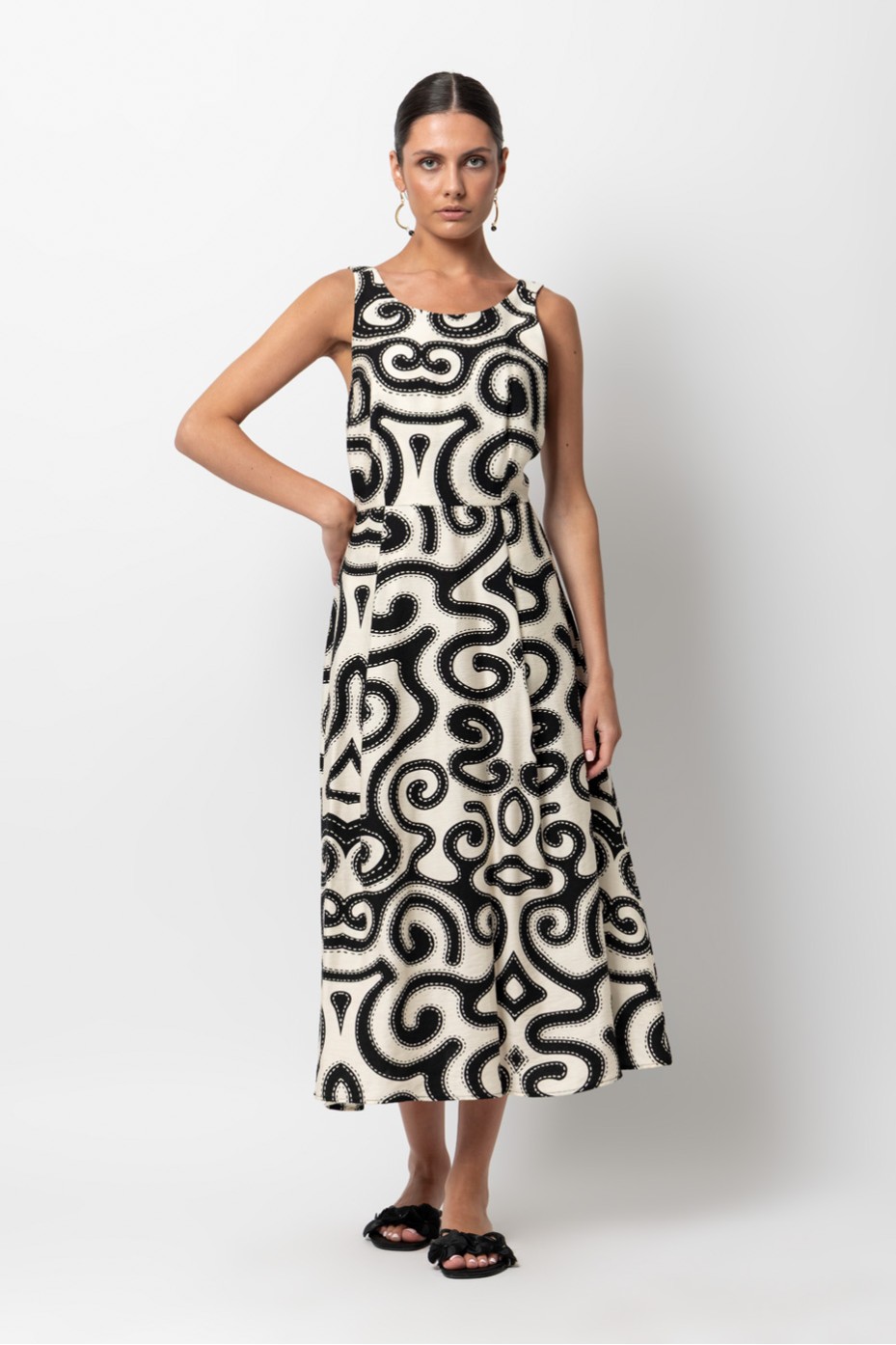 PRINTED MIDI DRESS