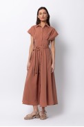 MIDI DRESS WITH PLEATS