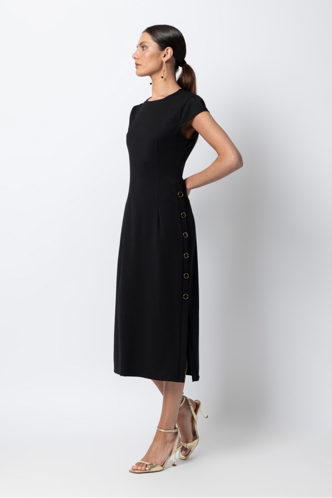 MIDI DRESS WITH SIDE BUTTONS