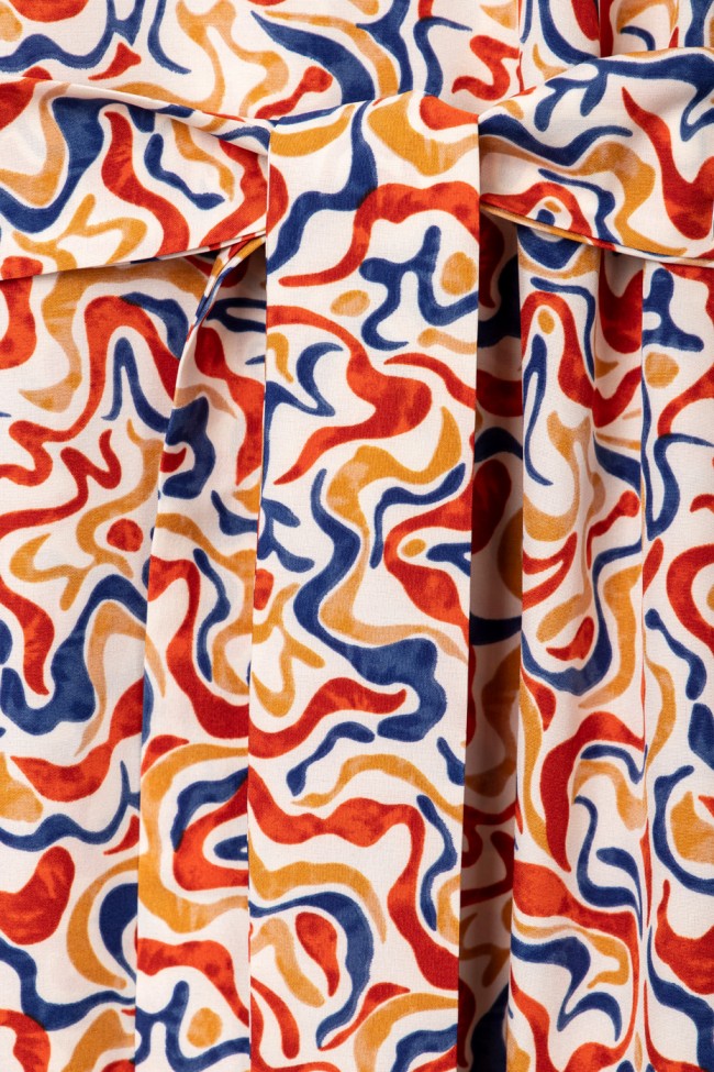 LONG PRINTED DRESS WITH V