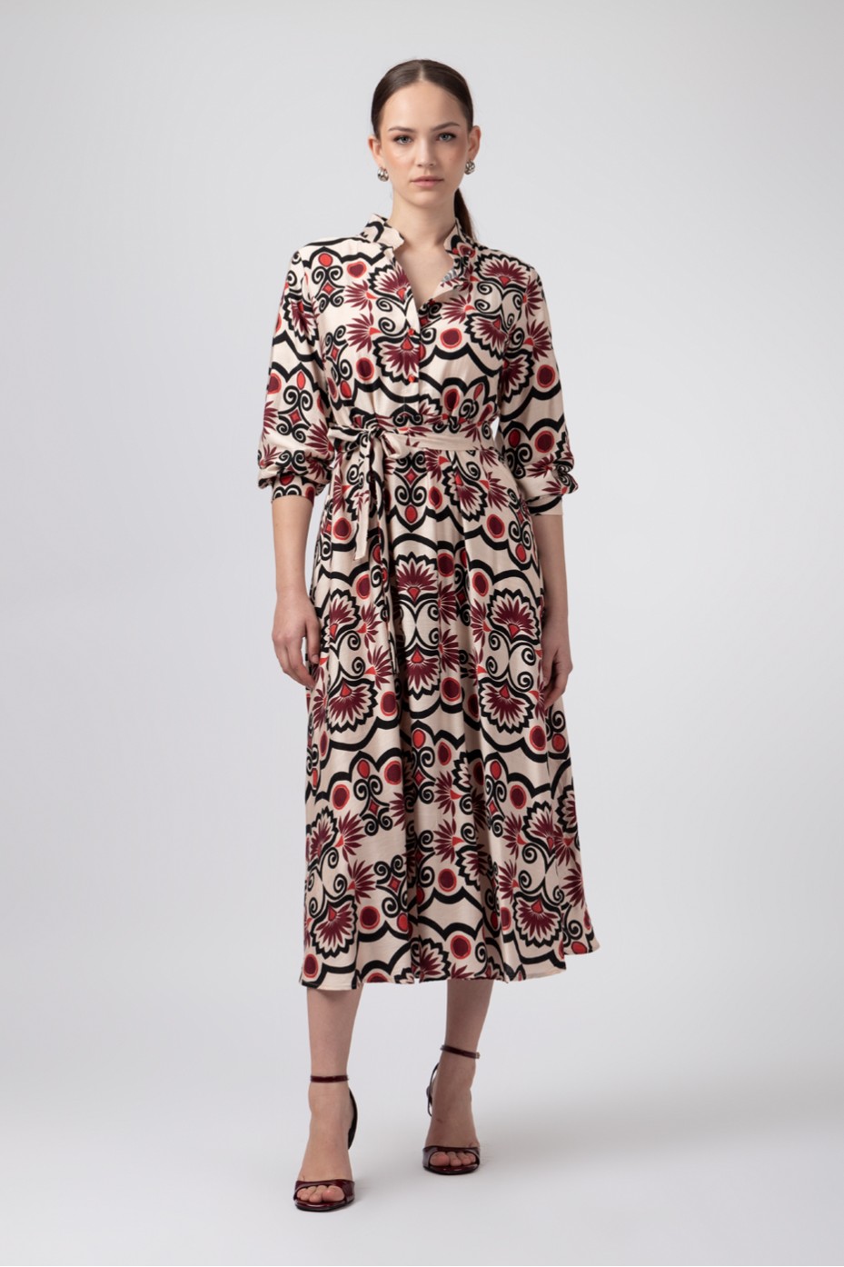 PRINTED MIDI DRESS