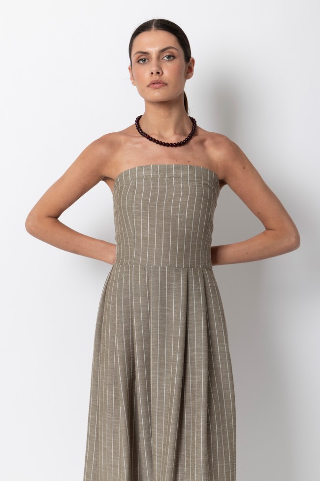 STRIPED STRAPLESS DRESS