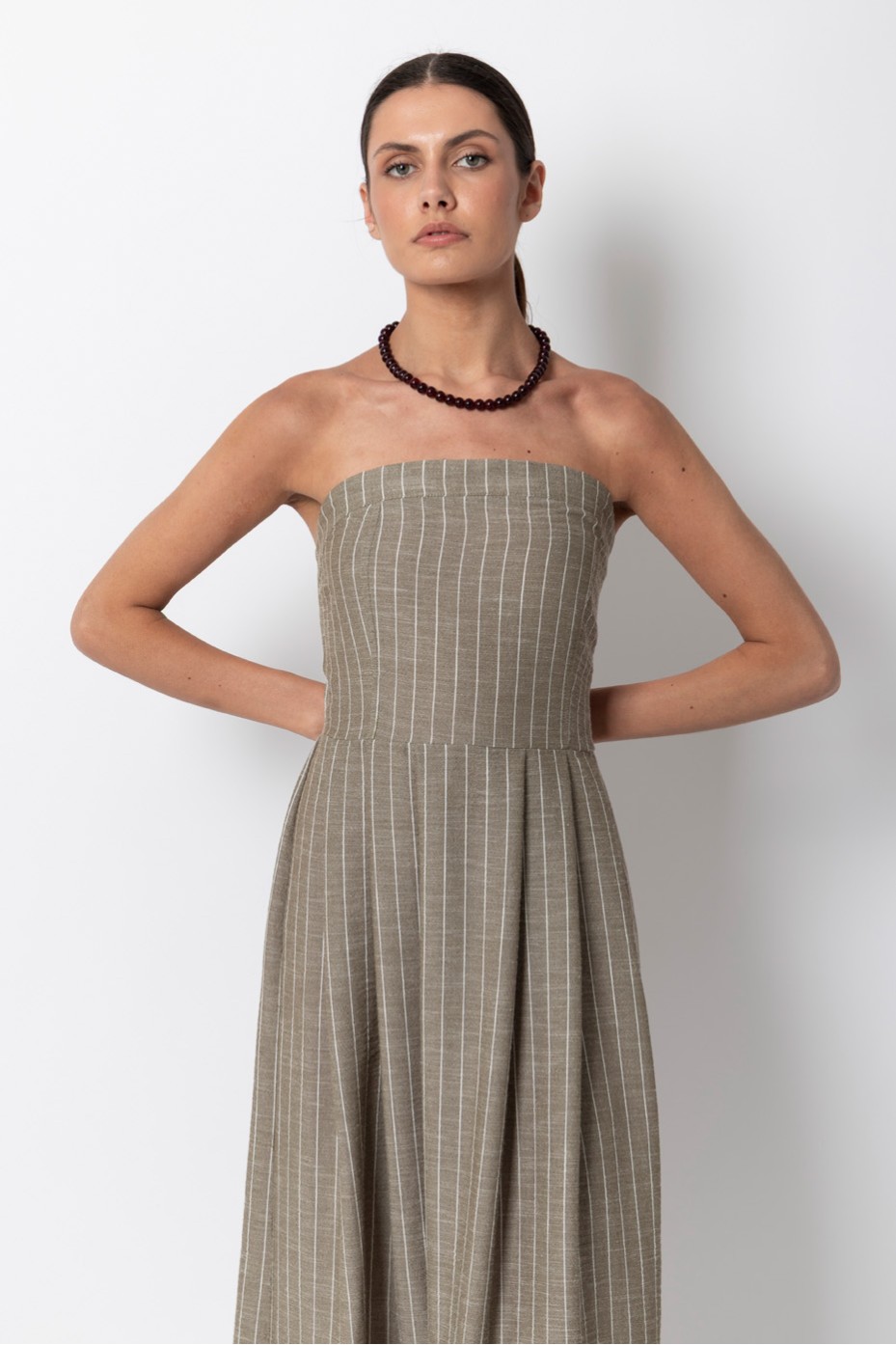 STRIPED STRAPLESS DRESS