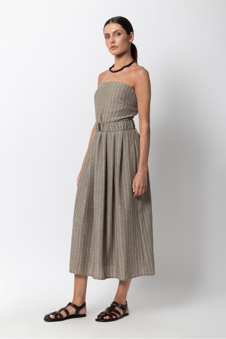STRIPED STRAPLESS DRESS