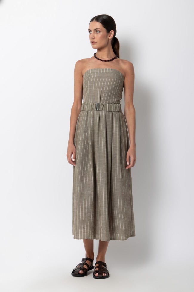 STRIPED STRAPLESS DRESS