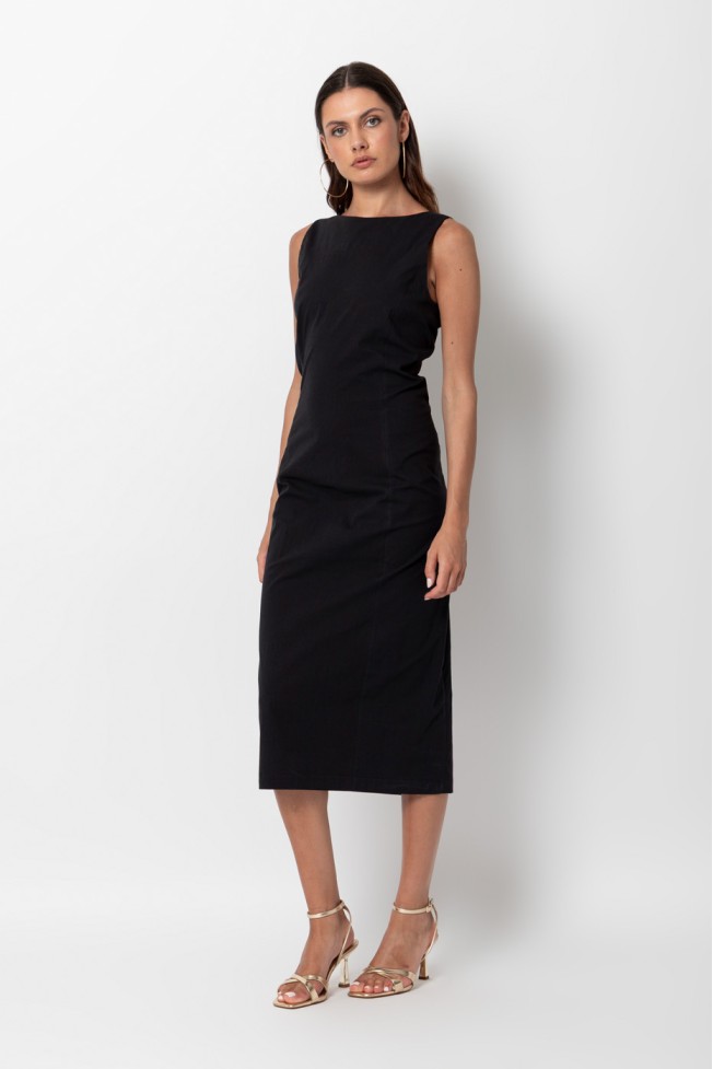 SLEEVED MIDI DRESS