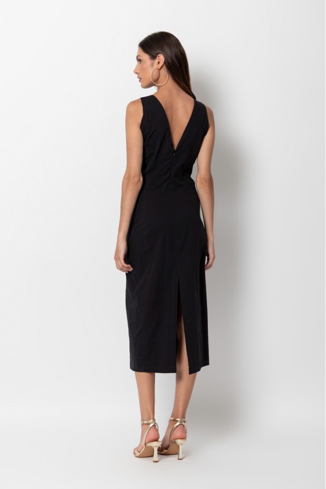 SLEEVED MIDI DRESS