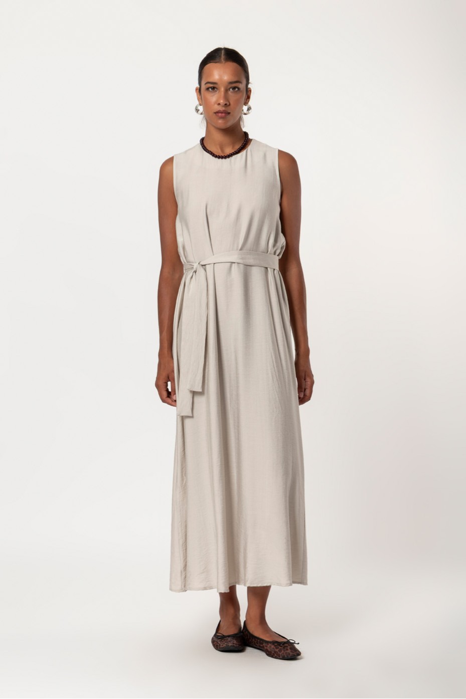 SLEEVELESS PRINTED MAXI DRESS