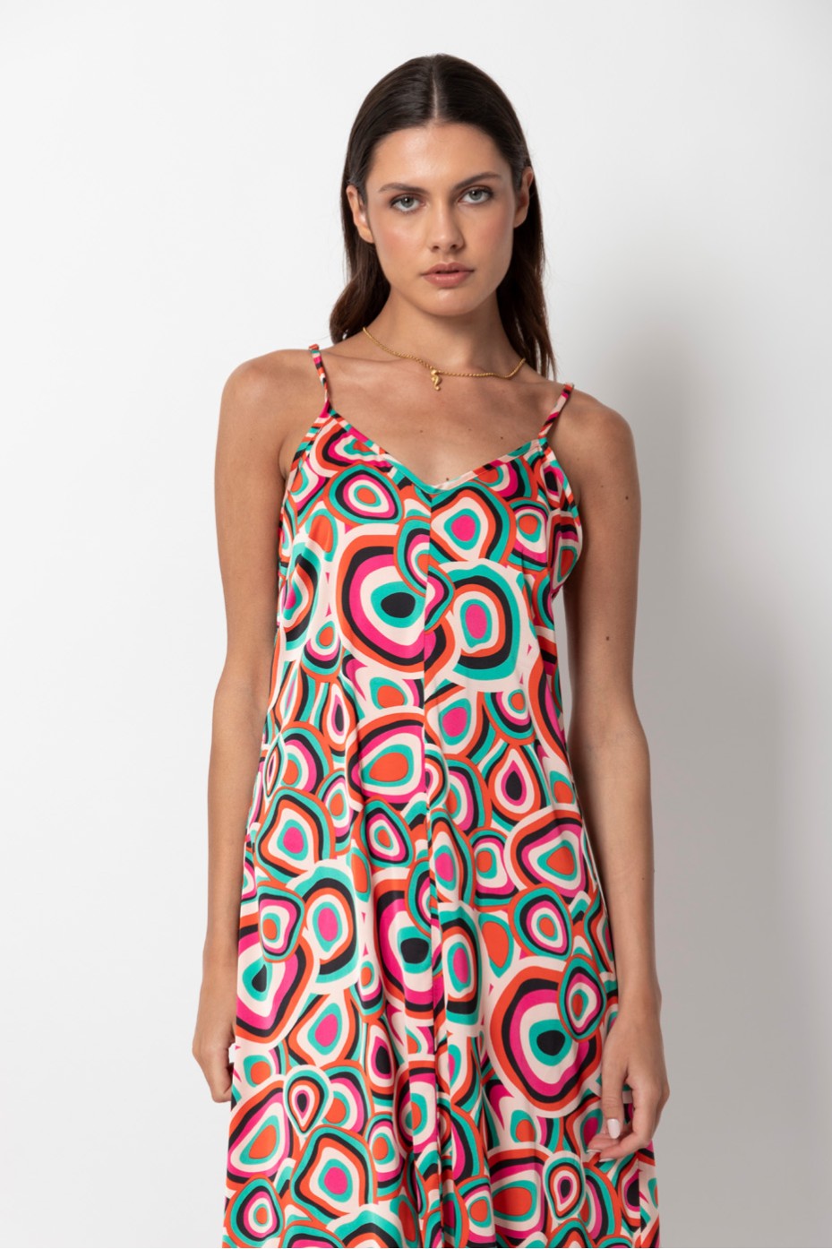 PRINTED DRESS WITH THIN STRAPS