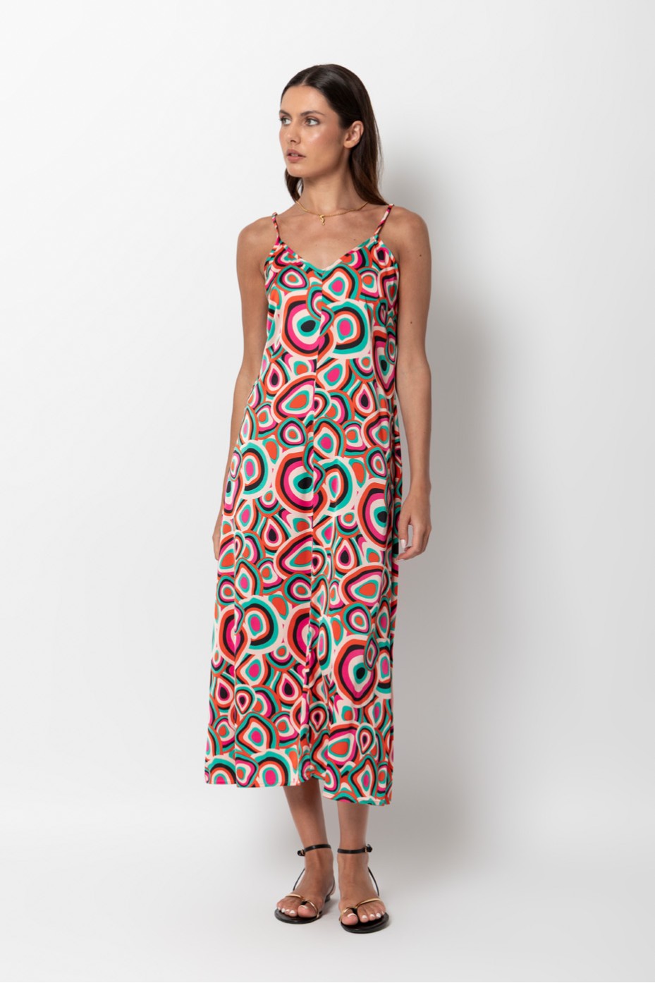 PRINTED DRESS WITH THIN STRAPS