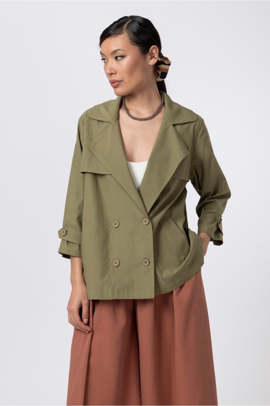 SHORT GABARDINE COAT