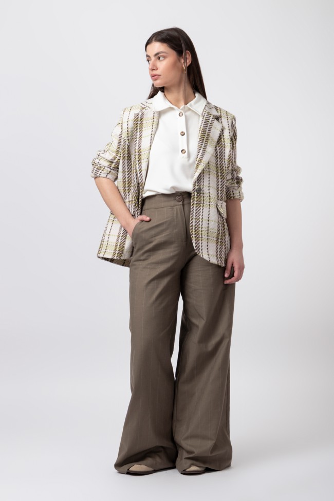 SHORT CHECKERED BLAZER WITH POCKETS