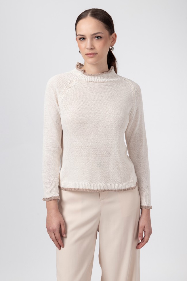 KNIT COTTON TURTLENECK BLOUSE