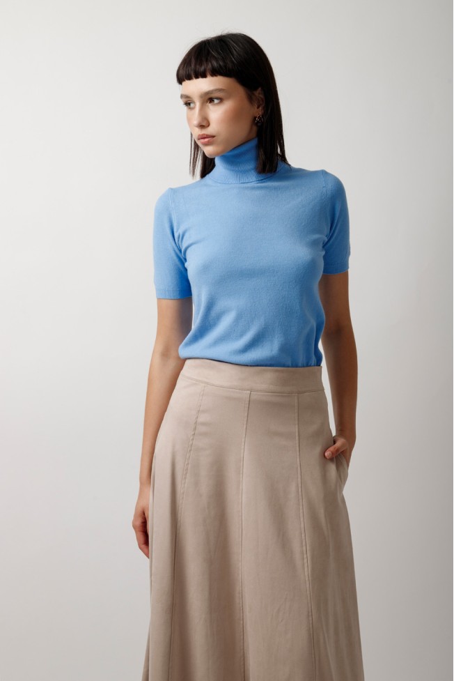 MIDI SUEDE SKIRT WITH SEAMS