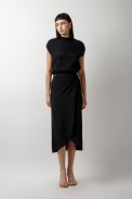 WRAP MIDI SKIRT WITH BUTTON