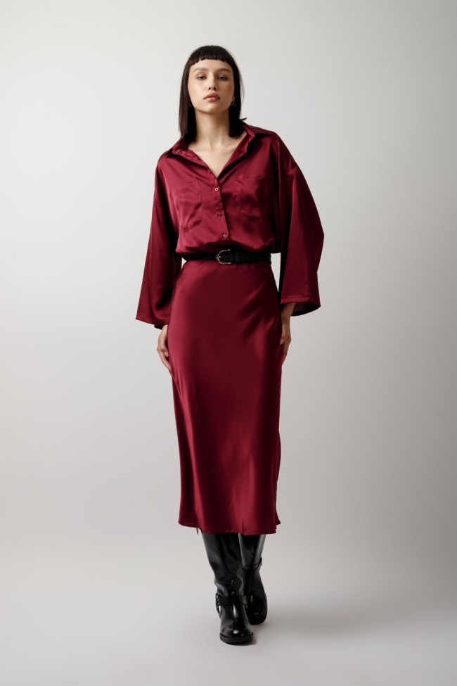 SATIN MIDI SKIRT WITH ELASTIC