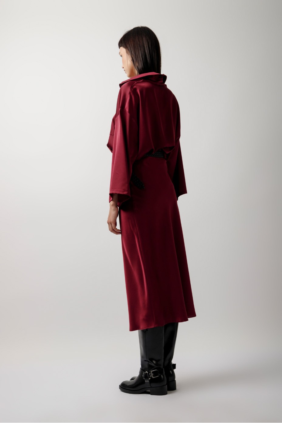 SATIN MIDI SKIRT WITH ELASTIC